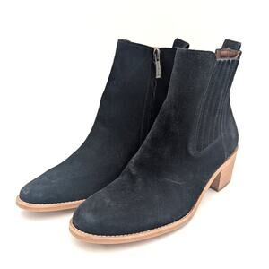 Paul Green Sante Zip Western Chelsea Suede Ankle Boots Black Size US8 UK5.5